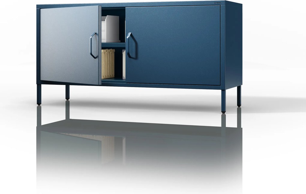 Fém TV-szekrény lábakkal, sötétkék, 1150x595x400 mm: ROSA Modern