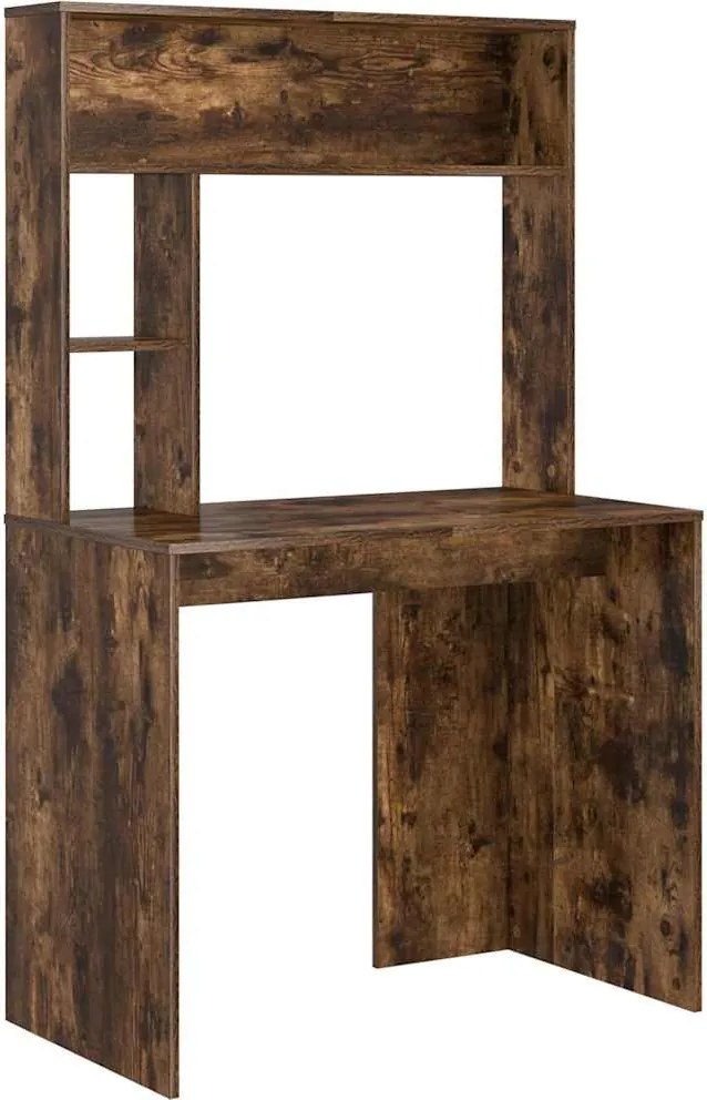 vidaXL Asztal polcokkal Füstölt tölgy 91 x 50 x 149 cm Faanyag