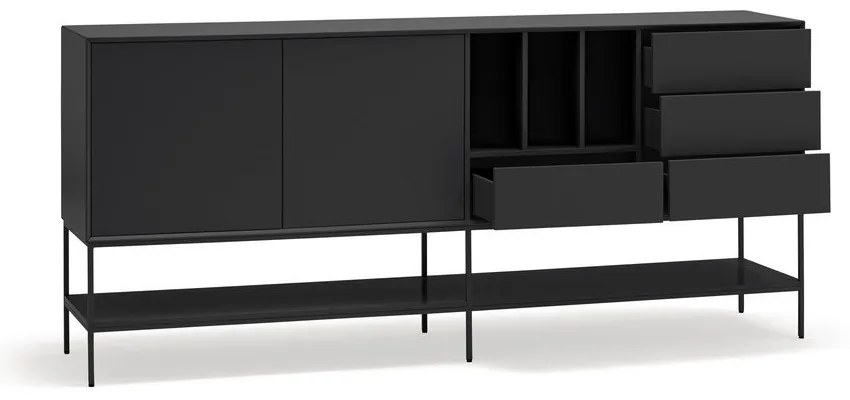 Fekete komód 220x98x45 cm Platt – Teulat