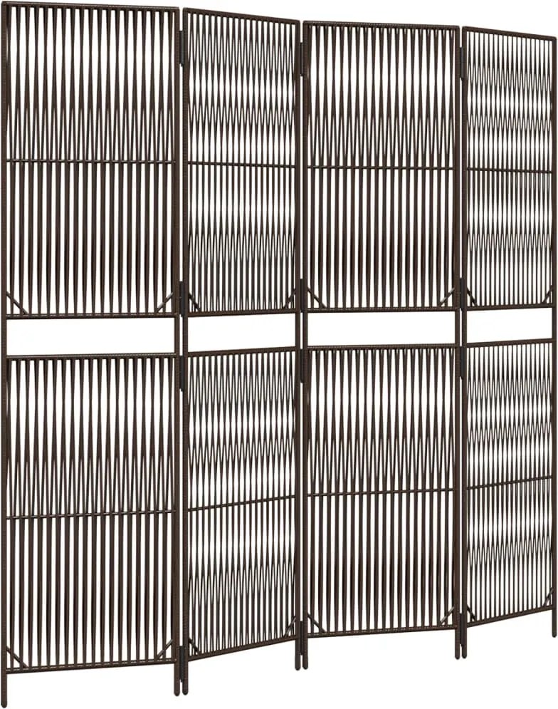 vidaXL barna 4 paneles polyrattan térelválasztó