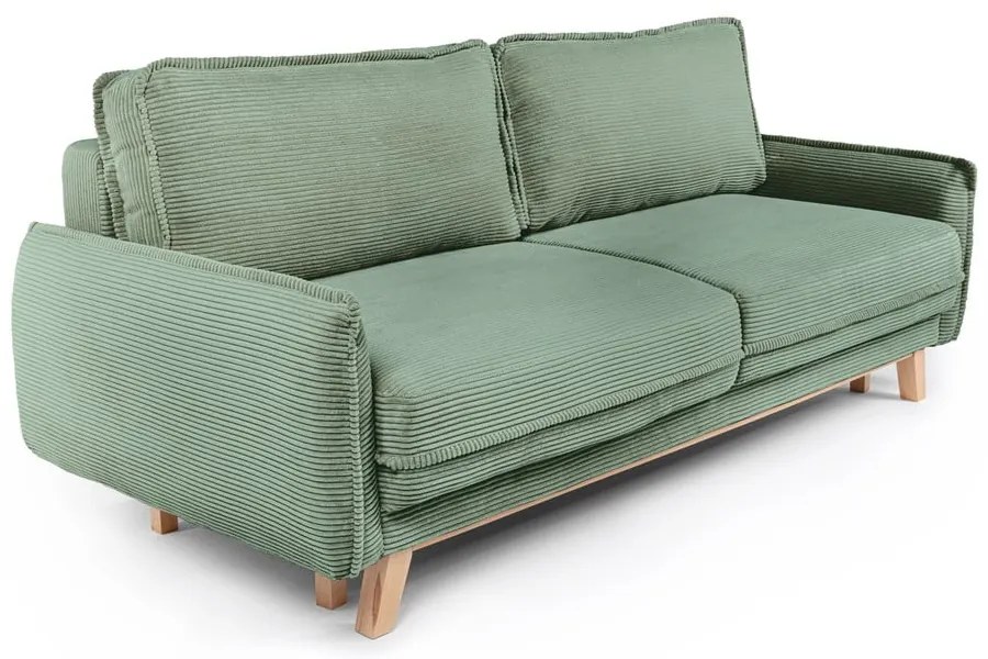 Világoszöld kordbársony kinyitható kanapé 218 cm Tori – Bonami Selection