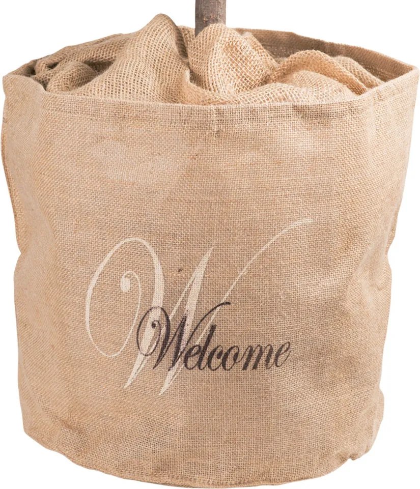 Juta virágtartó fedél "Welcome" felirattal 45 x 55 cm natúr