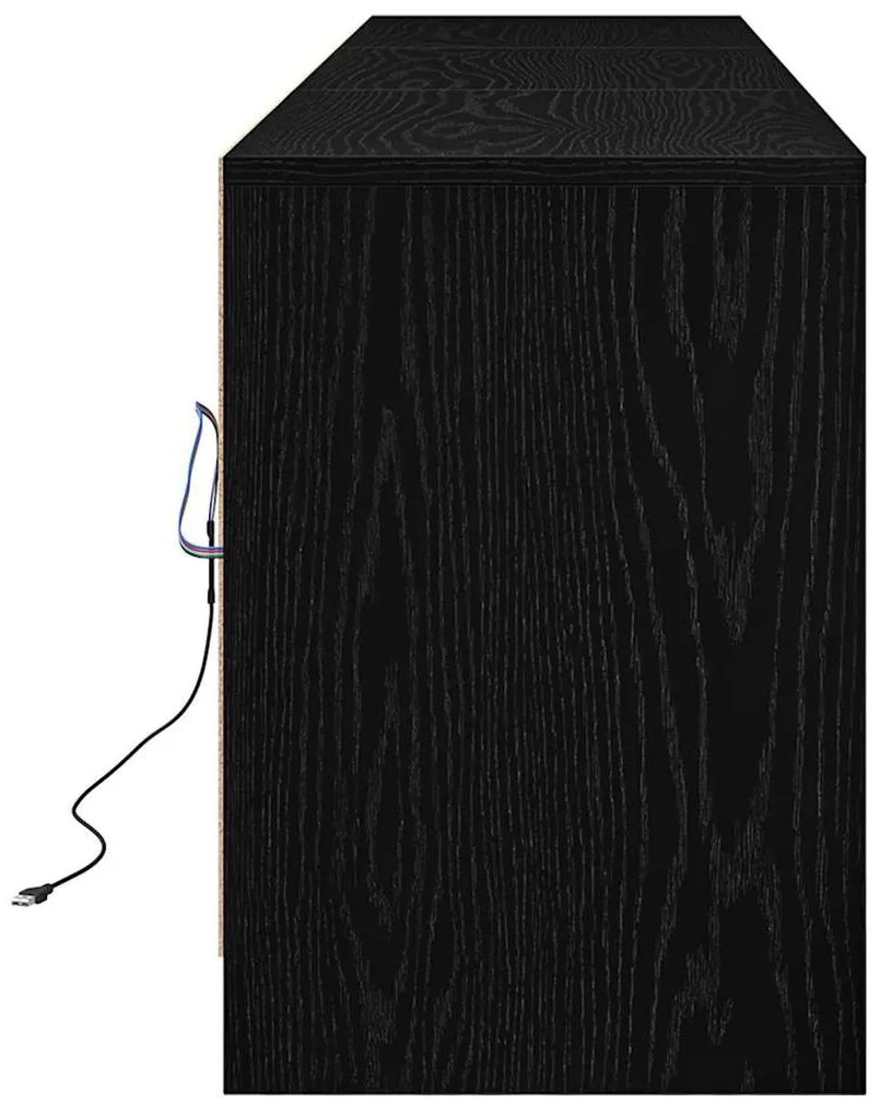 TV szekrény fiókkal Fekete 182 x 34 x 50 cm Faanyag