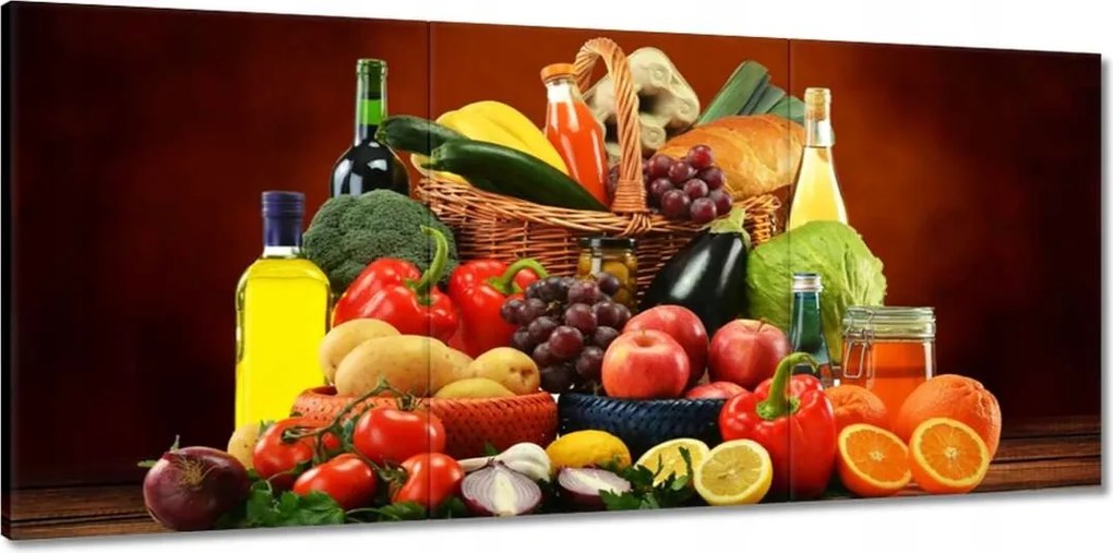 Vászonkép 150x70 Gyümölcsök Zöldségek a konyhában
