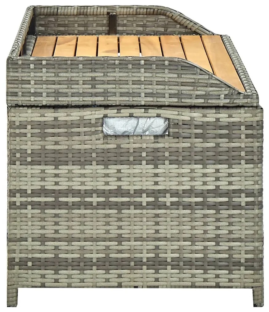 Szürke polyrattan kerti tárolópad 120 cm