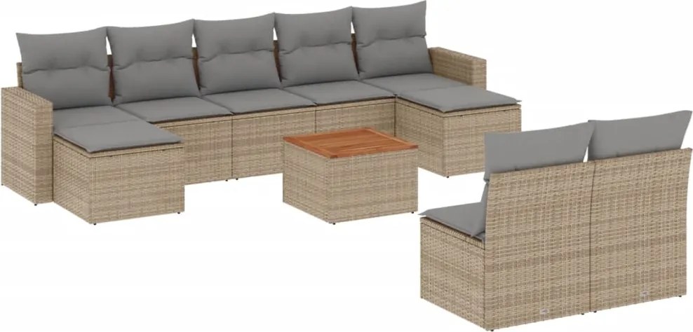 vidaXL 10 részes vegyes bézs polyrattan kerti ülőgarnitúra párnákkal