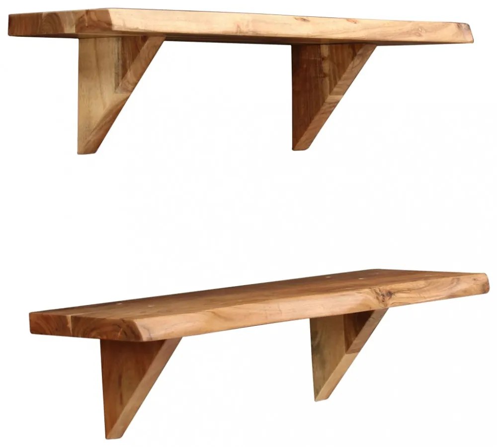 2 db tömör akácfa fali polc 60x20x18 cm