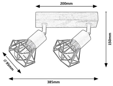 Rabalux 3138 - Spotlámpa ZEUS 2xE14/40W/230V tölgy