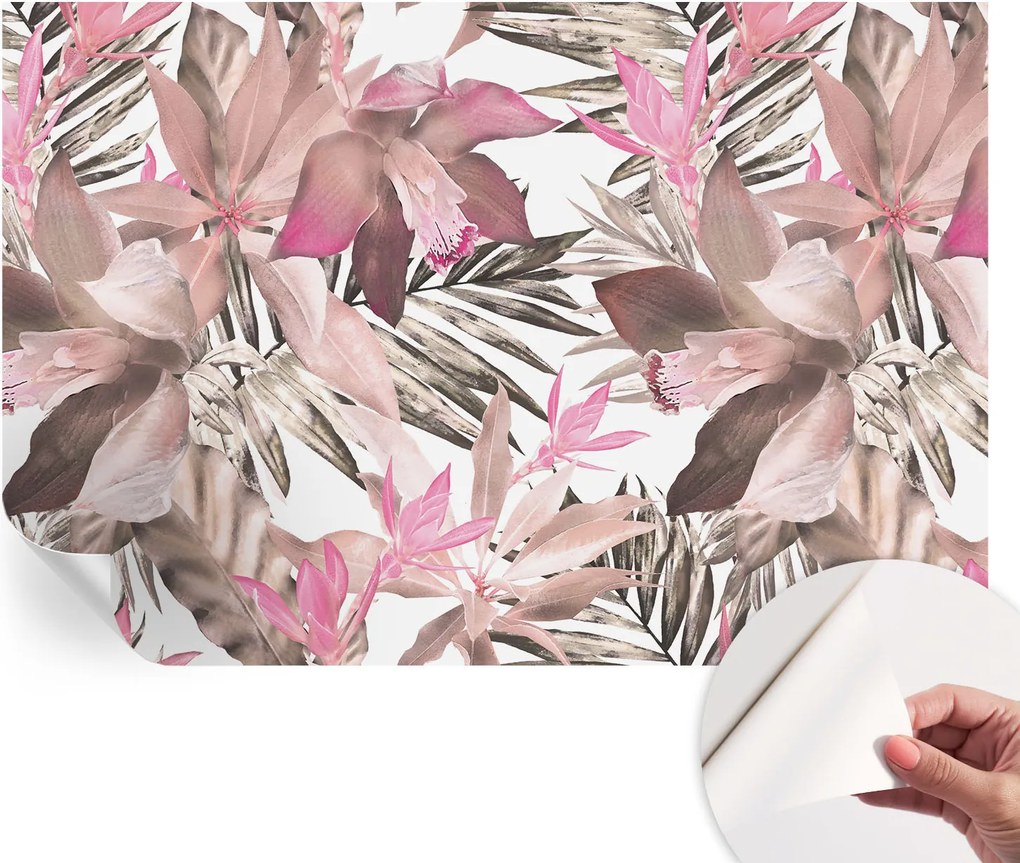 Mosható öntapadós fotótapéta étkezőbe Egzotikus virágok 104x70 cm