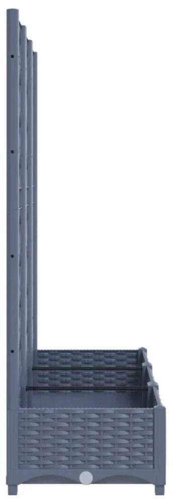 sötétszürke PP rácsos kerti ültetőláda 120 x 40 x 121,5 cm