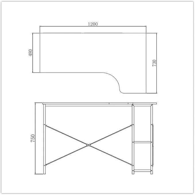 L alakú sarok íróasztal / számítógépasztal polcokkal 120×73 cm, masszív fém vázzal, fekete–sonoma tölgy – Intenso Home