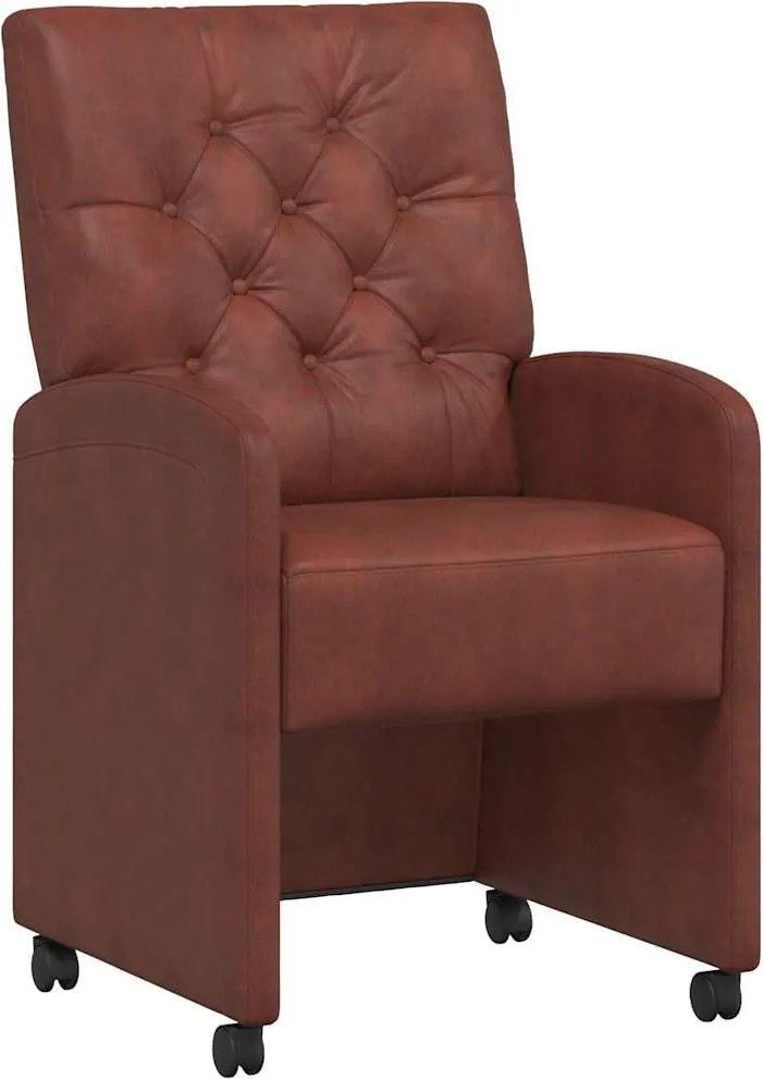 vidaXL Kerekes Étkező Székek 2 pcs Fényes barna 58 x 67 x 97 cm Műbőr