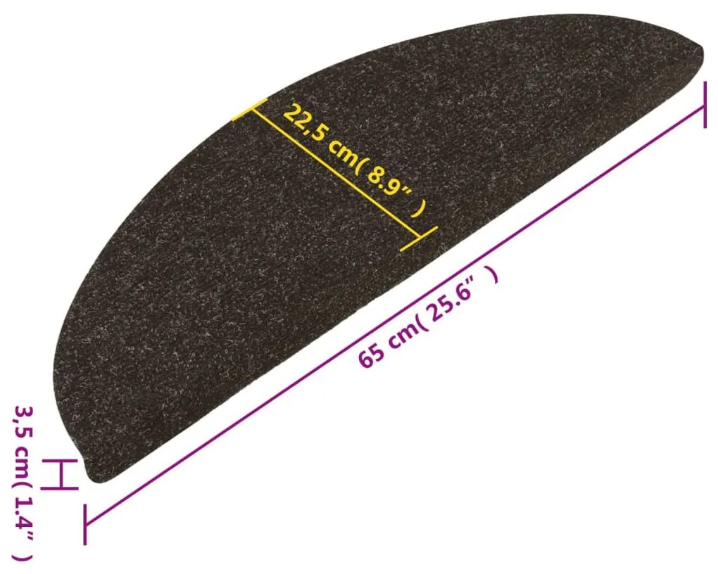 10 db antracitszürke öntapadó lépcsőszőnyeg 65 x 22,5 x 3,5 cm