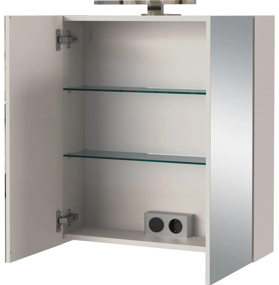 Krémszínű fali tükrös fürdőszoba szekrény 60x71 cm Arcena – Germania