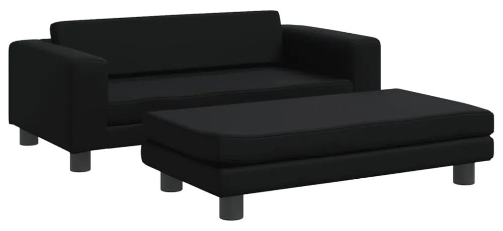 fekete gyerek bársonykanapé lábzsámollyal 100x50x30 cm