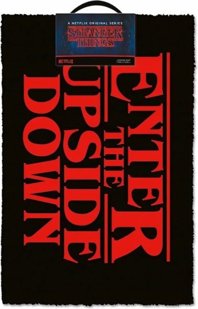 Fekete lábtörlő Lépj be a fejjel lefelé, Stranger Thingsbe