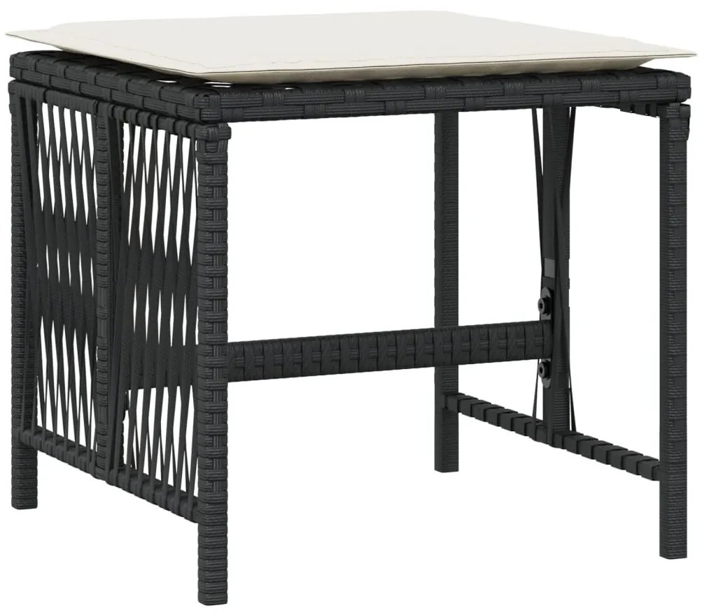 4 db fekete polyrattan kerti szék párnával 41 x 41 x 36 cm