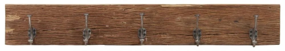 tömör újrahasznosított fa fogas 5 akasztóval 100 x 2,5 x 15 cm