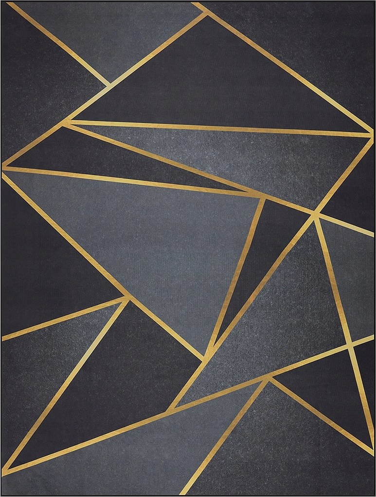 Hálószoba Nappali Szőnyeg Csúszásgátló Divatos 160X220 CM Fekete Arany Bcf