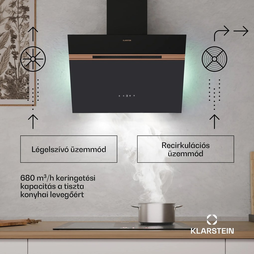 Klarstein Alina elszívó, 60 cm, 680 m³/h, Csendes, EEK A++