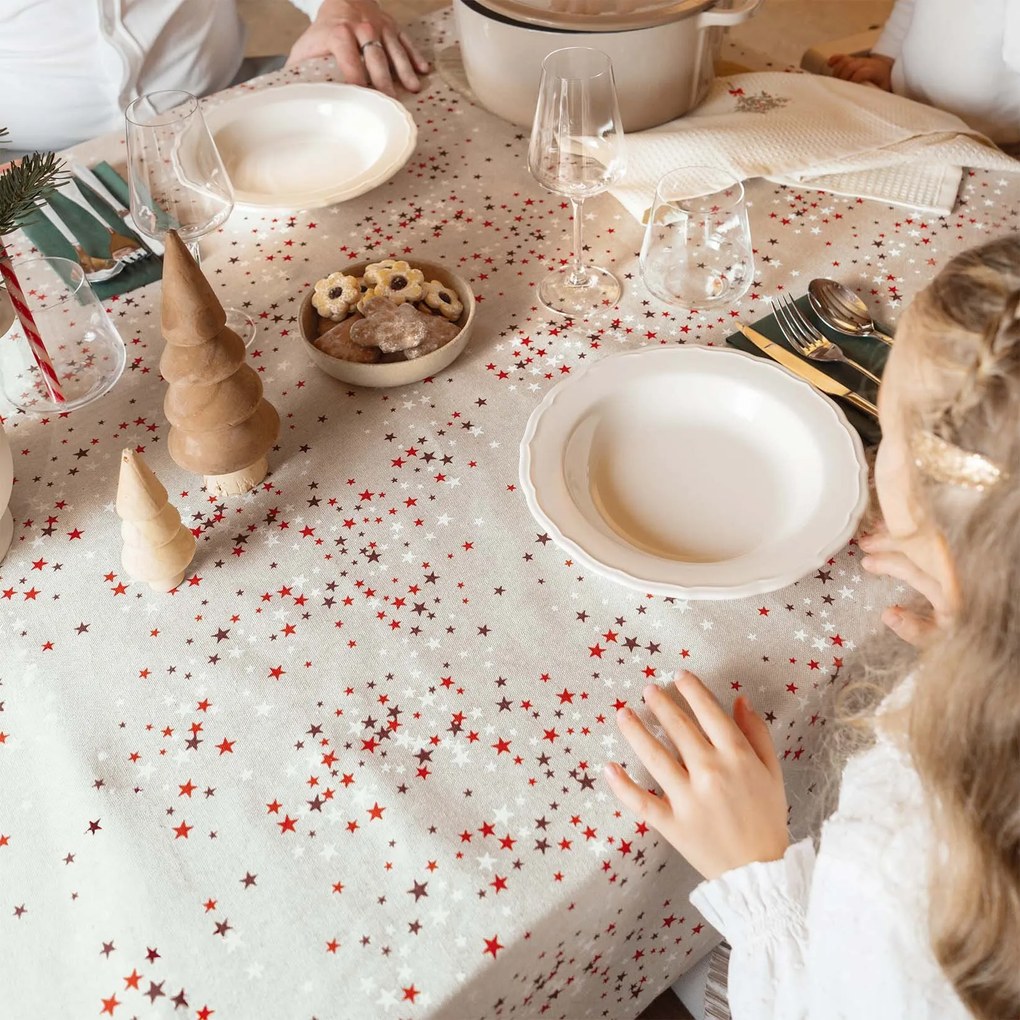 Goldea szögletes terítő valencia - csillagok natúr alapon 100 x 140 cm