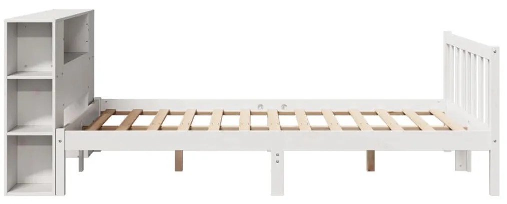 fehér tömör fenyőfa könyvespolcos ágy matrac nélkül 120x200 cm