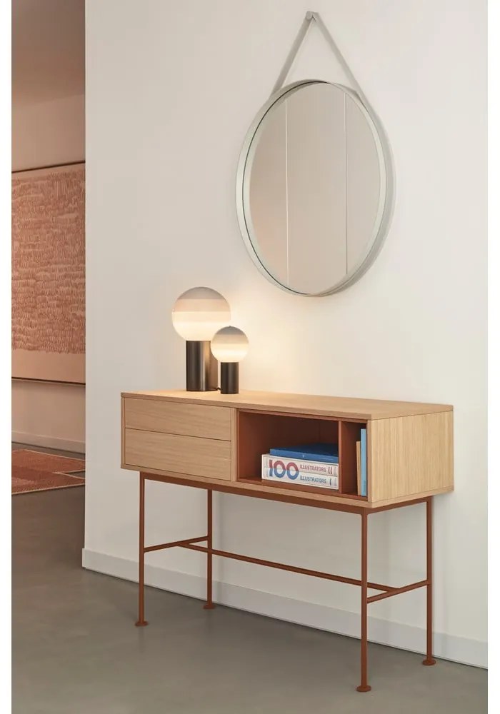 Yoko téglavörös konzolasztal tölgyfa dekorral - Teulat