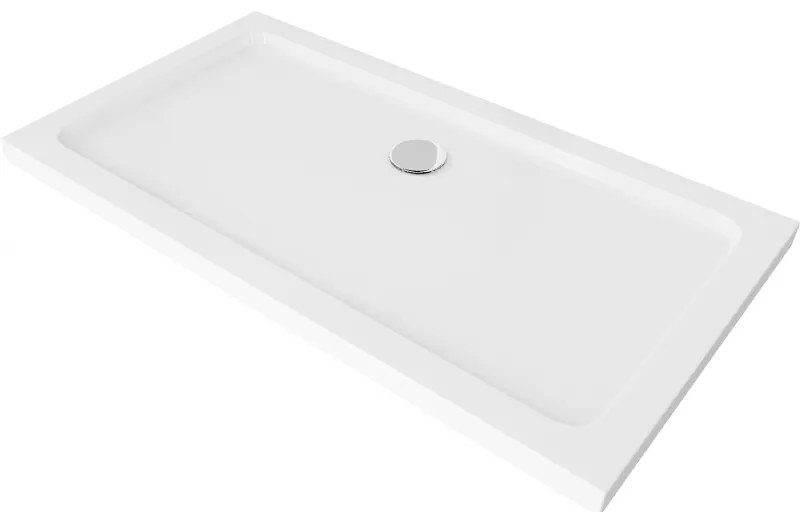 Mexen Flat téglalap alakú slim zuhanytálca 120 x 70 cm, fehér, krómozott szifon - 40107012
