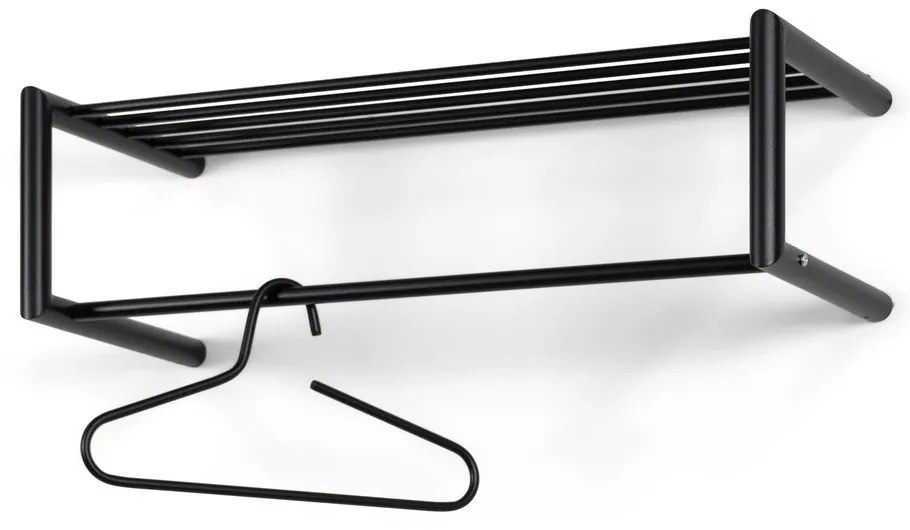 Fekete fém fali fogas polccal 80 cm Smooth – Spinder Design