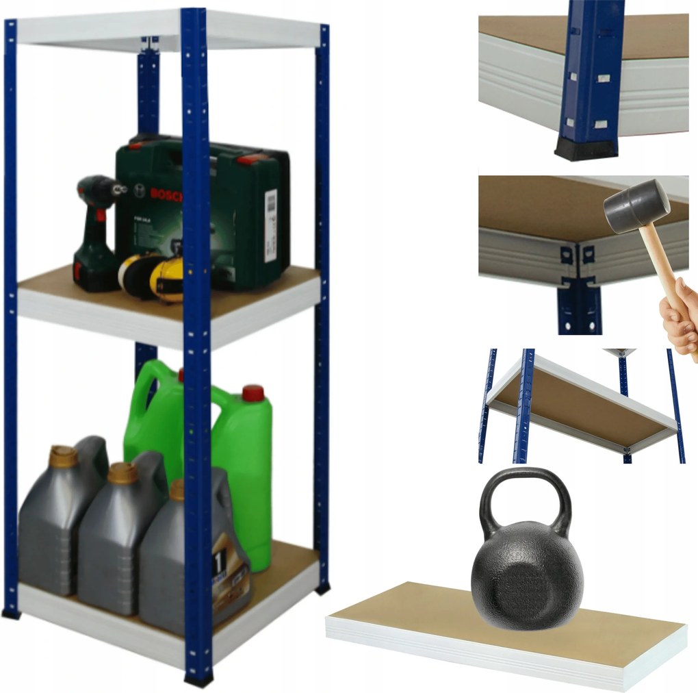 Helios fém műhelytároló állvány 90x40x40cm 3Px175kg Lengyel