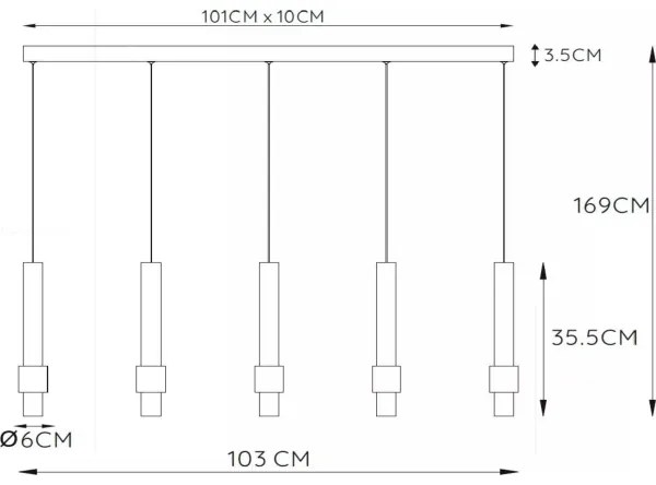 Lucide 24402/30/96 -LED Dimmelhető csillár zsinóron MARGARY 5xLED/4,2W/230V réz