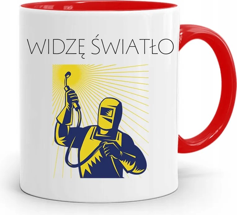 Piros Bögre Ajándék Hegesztőnek Látom A Fényt fényképes nyomtatással