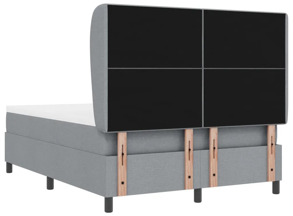 Boxspring Ágy Mattal - Világosszürke, 140x200 cm, Szövet