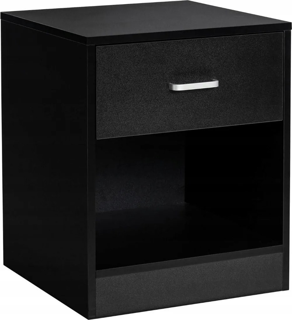 Modern Éjjeli Asztal Fa Fiókkal 1 Db Fekete Színben
