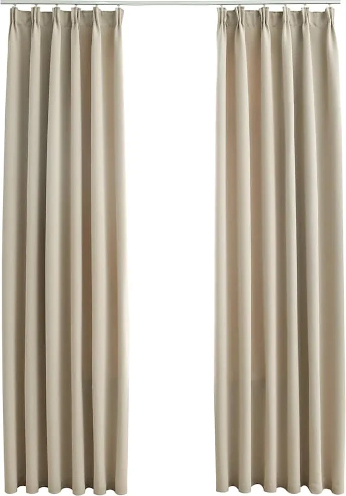 vidaXL 2 db bézs sötétítőfüggöny kampókkal 140 x 245 cm