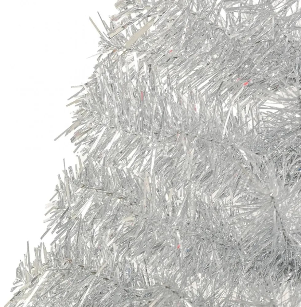 ezüstszínű PET fél műkarácsonyfa állvánnyal 150 cm