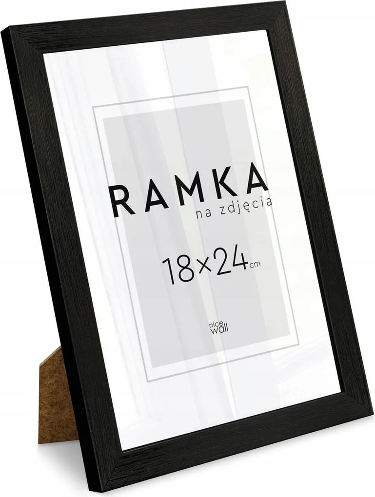 Képkeret 18x24 cm 24x18 tartóval Fekete