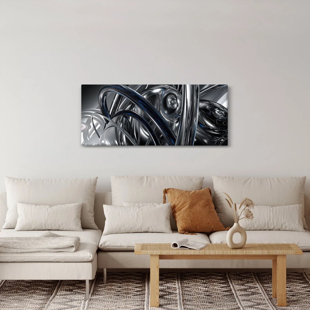 Kék és szürke absztrakció kép (120x50 cm)