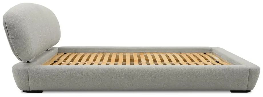Világosszürke kárpitozott franciaágy ágyráccsal 180x200 cm Odette – Scandic
