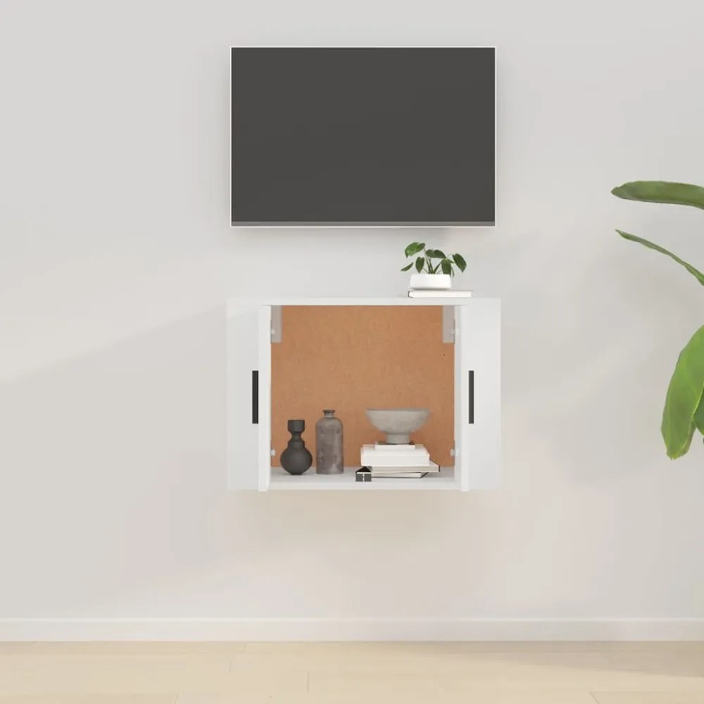 magasfényű fehér fali TV-szekrény 57x34,5x40 cm