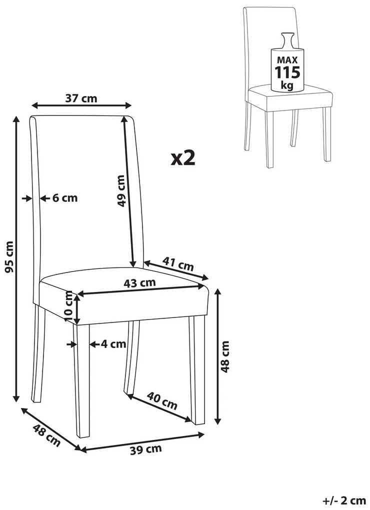 Étkezőszék szett 2 db Borway (fehér). 1010057