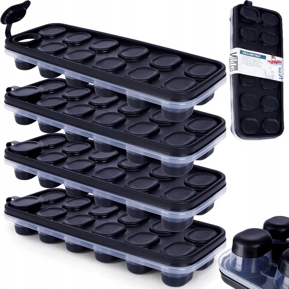 4x Jégkocka forma Szilikon jégkocka fagyasztható fedő