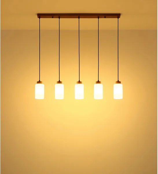 Globo 15977-5H - Kábelre függesztett csillár ROWENA 5xE27/60W/230V tölgy/fehér