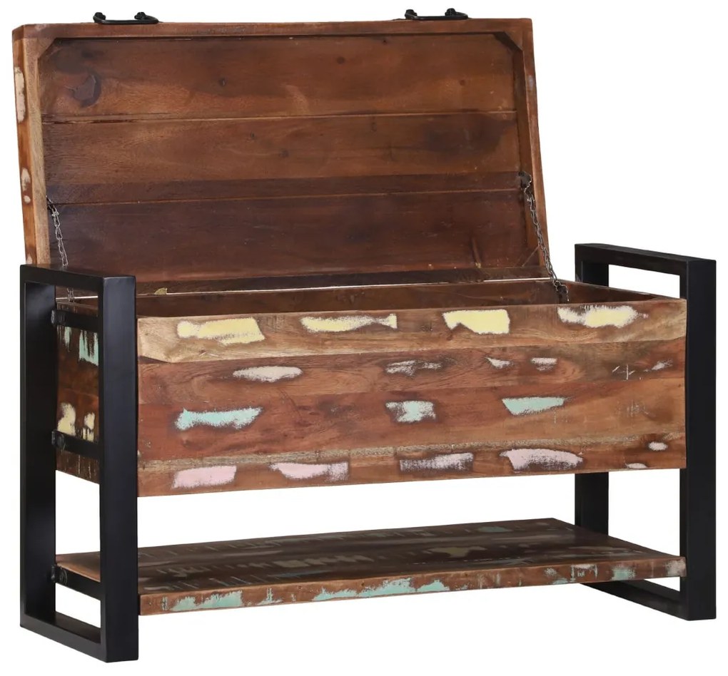 Tároló láda Többszínű 80x35x45 cm Tömör Fa Újrahasznosított