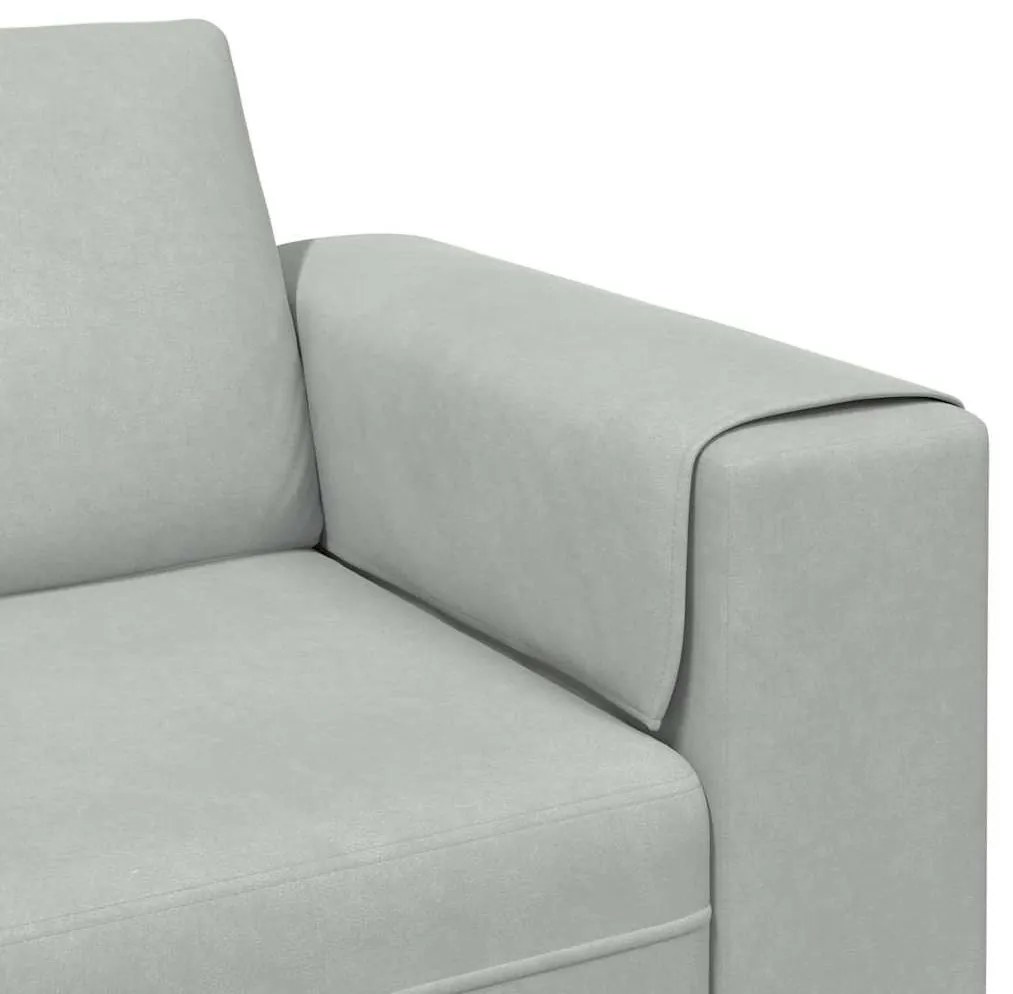 Kanapé Szett 3 pcs Világosszürke Bársony