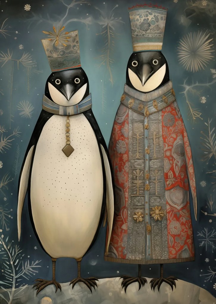 Poszter 64x90cm Királypingvinek