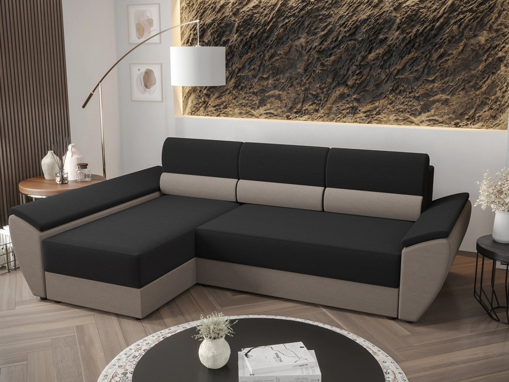 Sarok ülőgarnitúra Radiant L3 (fekete + szürke) (B). 1062237