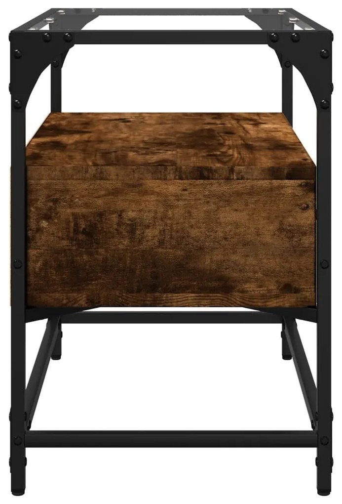 füstös tölgy szerelt fa TV-szekrény üveglappal 60 x 35 x 51 cm