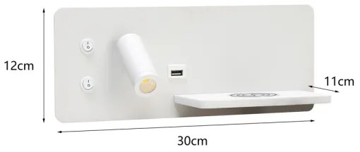 Immax 08285L-LED fali lámpa polccal, USB és vezeték nélküli töltővel, LED/3W/230