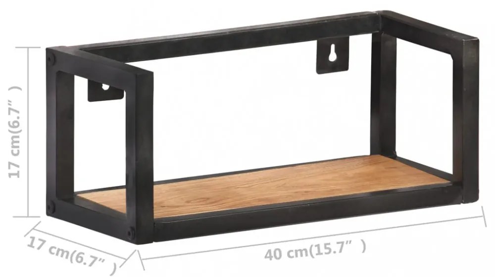 2 db tömör akácfa fali polc 40 cm